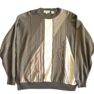 VTG 80s 90s Pronto Uomo Pullover Sweater Mens XL Long Sleeve Beige Tan Cream USA
